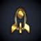 Gold Rocket ship icon isolated on black background. Space travel. Vector