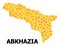 Gold Rotated Square Mosaic Map of Abkhazia