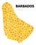 Gold Rotated Square Mosaic Map of Barbados