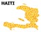Gold Rotated Square Mosaic Map of Haiti