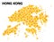Gold Rotated Square Mosaic Map of Hong Kong
