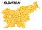 Gold Rotated Square Mosaic Map of Slovenia