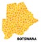 Gold Rotated Square Pattern Map of Botswana