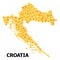 Gold Rotated Square Pattern Map of Croatia