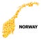 Gold Rotated Square Pattern Map of Norway