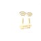 Gold Router and wi-fi signal icon isolated on white background. Wireless ethernet modem router. Computer technology