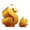 Gold ruble and dollar icons