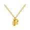 Gold ruble necklace decoration on chain. Expensive jewelry symbol of Russian money. Accessory precious yellow metal for Patriots.