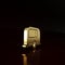 Gold Rv Camping trailer icon isolated on brown background. Travel mobile home, caravan, home camper for travel