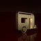 Gold Rv Camping trailer icon isolated on brown background. Travel mobile home, caravan, home camper for travel