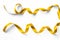 Gold satin ribbon metallic bright yellow golden brilliant curly bow color isolated on white background with clipping path