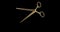 Gold scissors rotation 3D animation