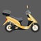 Gold Scooter vector icon. Illustration of a gold scooter on a dark background