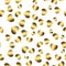 Gold seamless pattern, romantic golden background with hearts