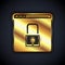 Gold Secure your site with HTTPS, SSL icon isolated on black background. Internet communication protocol. Vector