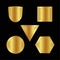 Gold shape or emblem set in 3d golden style