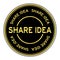 Gold share idea word round sticker on white background