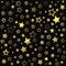 Gold shine stars christmas seamless pattern.