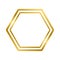 Gold shiny glowing vintage hexagon frame with shadows isolated on white background. Gold realistic square border. Vector