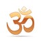 Gold sign Om. Symbol of Buddhism and Hinduism religions icon on white background