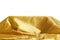 Gold silk fabric stand for present product on white background