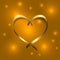 Gold silk ribbon heart Golden satin silhouette