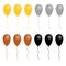 Gold, silver and bronze artistic baloons, vector illustration