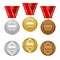 Gold silver and bronze award medals set