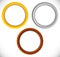 Gold, silver, bronze medals badges buttons w white space