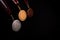 Gold, silver and bronze medals with numbers on black isolated background for winners