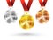 Gold, Silver and Bronze Medals for Olympic Games.