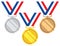 Gold, silver and bronze medals, vector