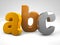 Gold silver and bronze metal abc alphabet letters 3d render