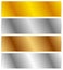 Gold, silver, bronze and platinum banners with shade effect. Blank rectangle metal sheets, plates