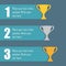Gold, Silver and Bronze Trophy Cup. First place award. Champions or winners cups icons. Sport Infographic elements with space for