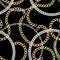 Gold and silver chains on black background. Seamless pattern vector image.