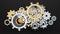 Gold and silver cogwheel abstract background,Systematic working mechanism concept,working of gears