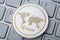 Gold and silver coin - Ripple crypto currency. Virtual currency on the keys