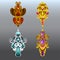 Gold, silver, copper and stones design element