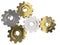 Gold and silver gears - front view