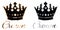 Gold and silver luxurious crown with ribbon logo vector