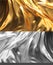 Gold, Silver Satin Silky Cloth,Fabric Textile Drape with Crease Wavy Folds. with soft waves and wrinkles,waving in the