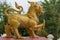 Gold Singha statue or lion statue