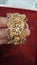 Gold single hand bangle with rodium finish on it