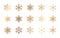 Gold snowflake icon. Golden christmas snow flake. Snowstorm star vector decorations.