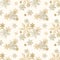 Gold Snowflakes Christmas Seamless Pattern, Vector Background