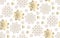 Gold snowflakes luxury pastel color seamless pattern.