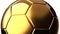 Gold soccer ball on white background.