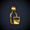 Gold Soju bottle icon isolated on black background. Korean rice vodka. Vector