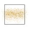 Gold sparkles on white background in frame. Gold glitter background. Golden backdrop for vip and wedding cards.